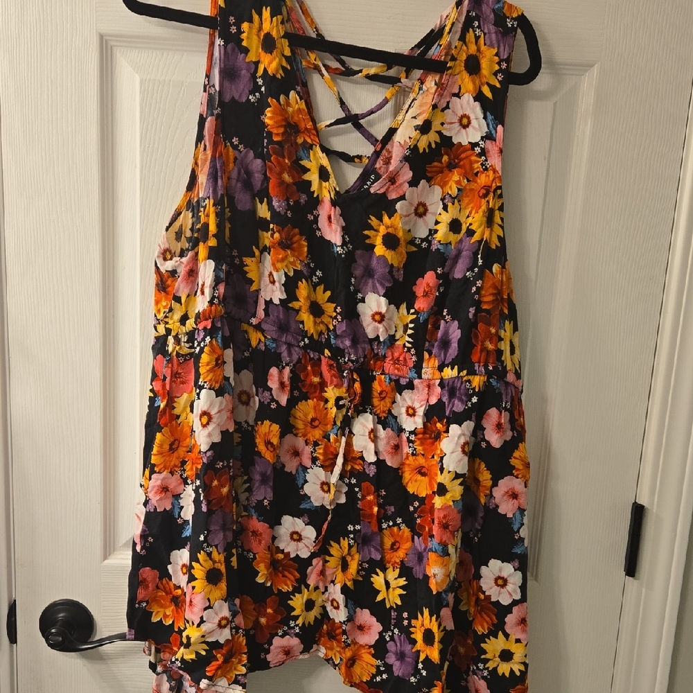 Torrid Multicolor Floral Crisscross Top